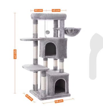 Nieuw: Krabpaal / Kattenboom – 120 cm Hoog Grijs Pluche, Dieren en Toebehoren, Krabmeubelen, Verzenden, Nieuw, Krabpaal