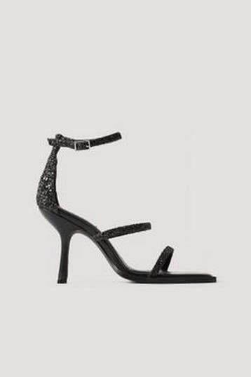NA-KD Glitter High Heel Vrouwen Sandalen - Maat 40 - Black, Kleding | Dames, Schoenen, Verzenden, Nieuw