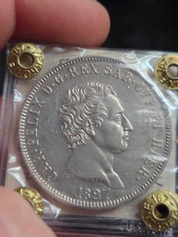 Italië, Koninkrijk Sardinië Carlo Felice. 5 Lire 1827 Torino