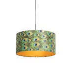 Hanglamp met velours kap pauw met goud 50 cm - Combi, Huis en Inrichting, Verzenden, Nieuw, Stof, Classic-antique
