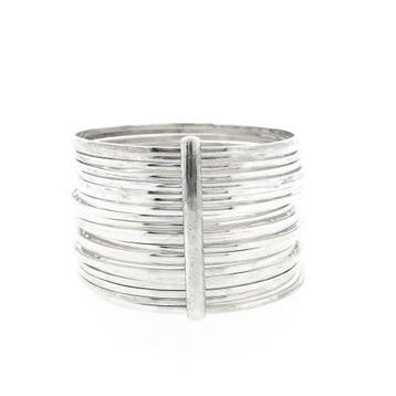 Vintage zilveren ringenarmband; Ø 69,8 mm (Slavenarmband), Ophalen of Verzenden, Gebruikt, Zilver, Zilver