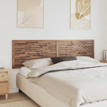 vidaXL Bed Hoofdbord Naturel Massief Teakhout, Verzenden, Nieuw, Bruin, Hout