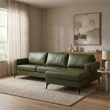 Leren hoekbank Match - 2.5-zits arm links + Longchair arm, 250 tot 300 cm, Bohemian, Industrieel, Modern, Scandinavisch, Hoekbank