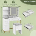 LIVSK Kaptafelset met Verlichte Spiegel - Oplaadstation met, Huis en Inrichting, Tafels | Salontafels, Verzenden, Nieuw