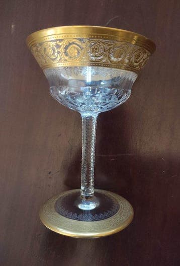 saint-louis - Champagneglas - Distel - Kristal, Verguld