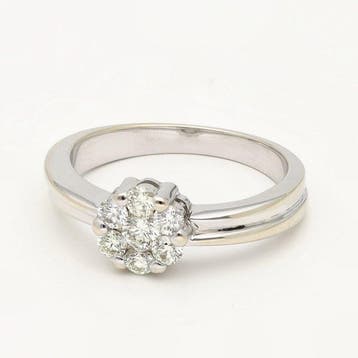 Ring - 14 karaat Witgoud Diamant (Natuurlijk), Sieraden, Tassen en Uiterlijk, Ringen, Nieuw