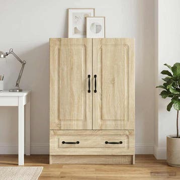 vidaXL Dressoir met lade Sonoma Eiken 66 x 34,5 x 92 cm, Verzenden, Nieuw, Overige houtsoorten, Minder dan 50 cm