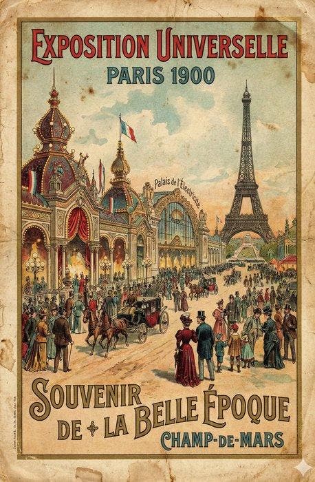 I_KONIQ - Paris - Champs de Mars in vintage postcard style, Antiek en Kunst, Curiosa en Brocante