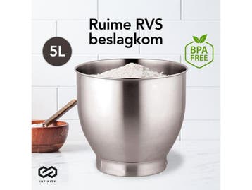 Infinity Goods Keukenmachine - Keukenmixer - 5L RVS Mengkom, Verzenden, Nieuw