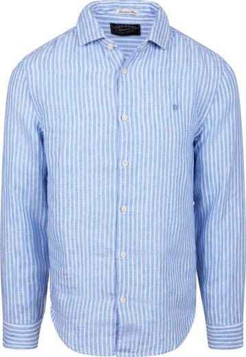 Superdry Overhemd Linnen Riviera Blue Stripe maat XL Heren, Kleding | Heren, Overhemden, Verzenden, Nieuw, Superdry