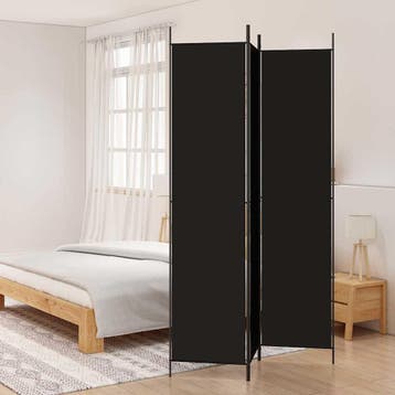 vidaXL Kamerscherm met 3 panelen 150x220 cm stof zwart, Verzenden, Nieuw