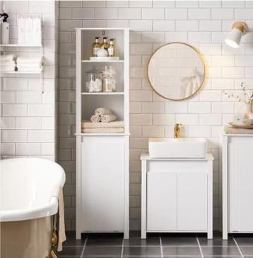 Badkamerkast met wasmand – Hoge smalle opbergkast, Verzenden, Nieuw