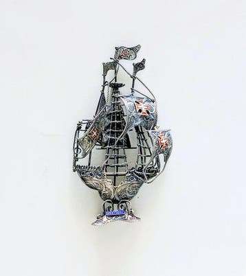 Venancio Gomes Filigree - sculptuur, Galleon Ship - 11.5 cm, Antiek en Kunst