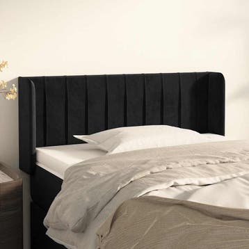 vidaXL Hoofdbord met randen 103x16x78/88 cm fluweel zwart, Verzenden, Nieuw, Zwart, Stof