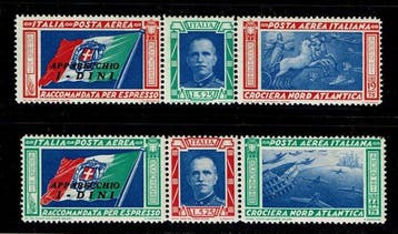 Koninkrijk Italië 1933 - Trittici Noord-Atlantische Cruise, Gestempeld