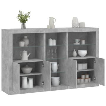 vidaXL Dressoir met LED-verlichting 162x37x100 cm betongrijs, Huis en Inrichting, Verzenden, Nieuw, Overige houtsoorten, Minder dan 50 cm