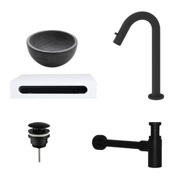 Sani Royal Natuursteen Mini Waskom met Solid, Nieuw