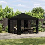 vidaXL Prieel 3 x 3 m Zwart Polyester en staal 190 gsm, Verzenden, Nieuw