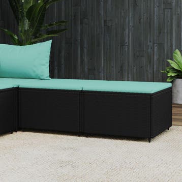 vidaXL Voetensteunen 2 st met kussens poly rattan zwart, Tuin en Terras, Verzenden, Nieuw, 2 zitplaatsen