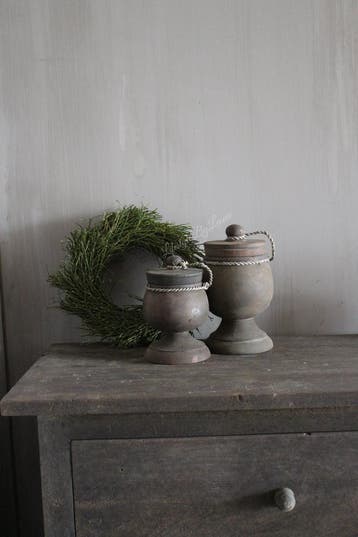 Houten opbergpot op voetje met deksel 25 cm, Huis en Inrichting, Woonaccessoires | Vazen, Ophalen of Verzenden, Nieuw