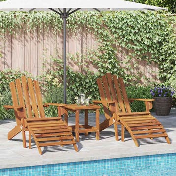 vidaXL Tuinstoelen Adirondack 2 st met voetensteunen, Verzenden, Nieuw, Hout