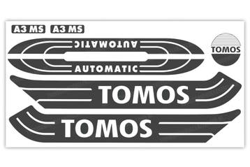 Tomos Stickerset mat standaard automatic zwart / wit comp..., Ophalen of Verzenden, Nieuw, A.J. Bromfiets Parts B.V.