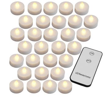 LED Theelichtjes 30 Stuks Warm wit met Afstandsbediening, Verzenden, Nieuw