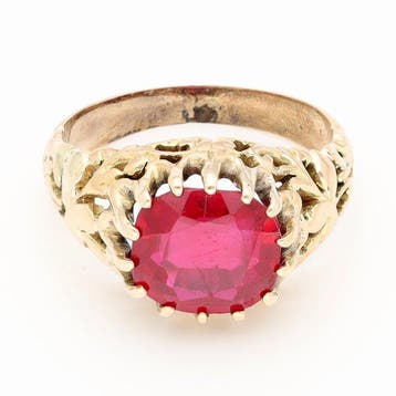 Ring - 14 karaat Geel goud - Robijn, Nieuw