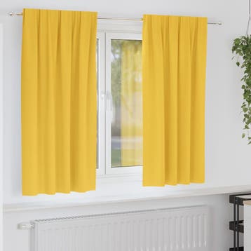 vidaXL Zwart-out Gordijnen met Ringen 2 st Mosterdgeel 175 x, Verzenden, Nieuw