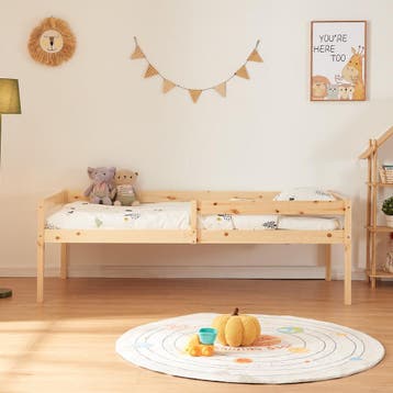 Kinderbed Sonkajärvi met onderschuifbed 90x200 cm naturel [e, Verzenden, Nieuw