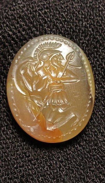 Replica van Oud-Griekse carneool uit hardsteen. Intaglio