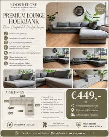 XL Grijze hoekbank gereinigd met lounge en Wasbare hoezen, Hoekbank, 300 cm of meer, Ophalen of Verzenden, Zo goed als nieuw
