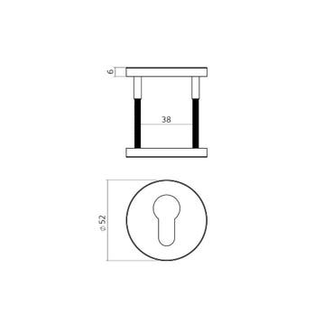 Intersteel cilinderrozetten verdekt ø52x6mm - PVD brons, Verzenden, Nieuw
