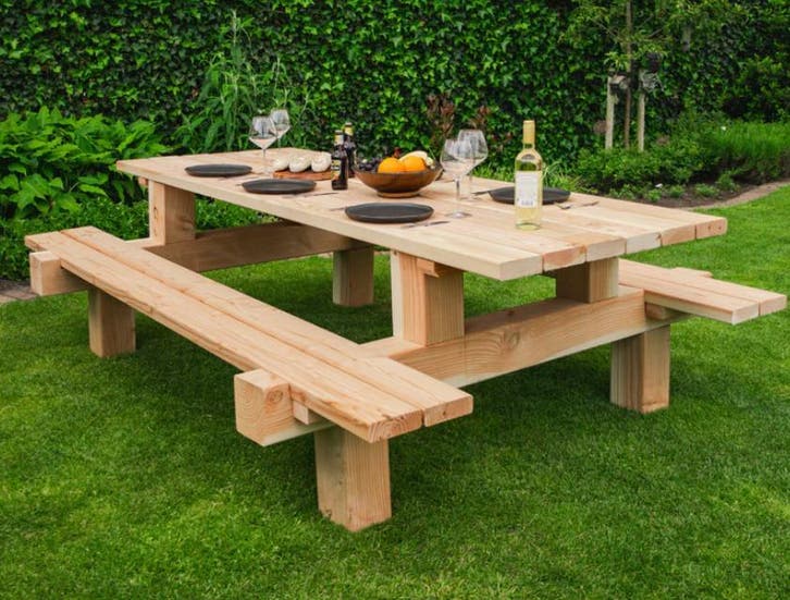 Robuuste Picknicktafel Douglas!, Tuin en Terras, Picknicktafels, Nieuw, Hout, Rechthoekig