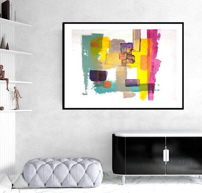 Kenza - Abstraction minimaliste 26-22 - 150 x 100 cm, Antiek en Kunst, Kunst | Schilderijen | Modern