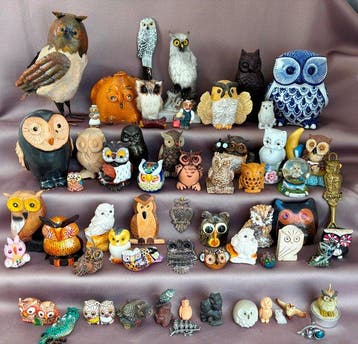 Div. fabr. - Beeldje - Collectie uilenbeeldjes (58) -, Antiek en Kunst, Antiek | Speelgoed