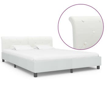 vidaXL Bedframe kunstleer wit 160x200 cm, Overige materialen, Verzenden, Wit, 200 cm
