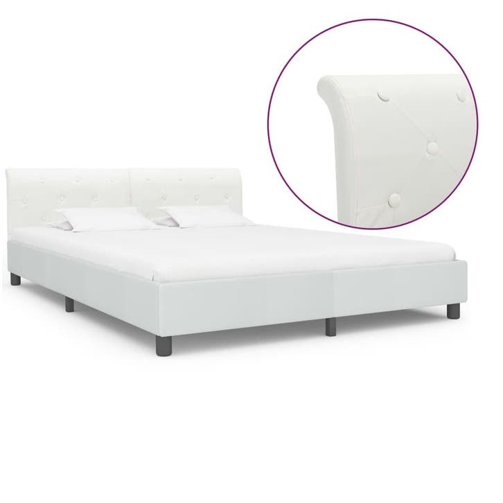 vidaXL Bedframe kunstleer wit 160x200 cm, Huis en Inrichting, Slaapkamer | Bedden, 160 cm, 200 cm, Wit, Tweepersoons, Nieuw, Overige materialen