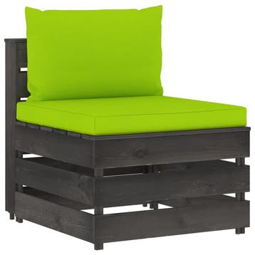 vidaXL Middenbank sectioneel met kussens grijs geïmpregneerd, Tuin en Terras, Verzenden, Nieuw, Hout