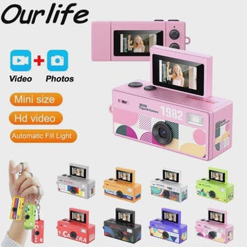 Retro Mini Digitale Camera met Sleutelhanger & Flip Screen -, Verzenden, Nieuw