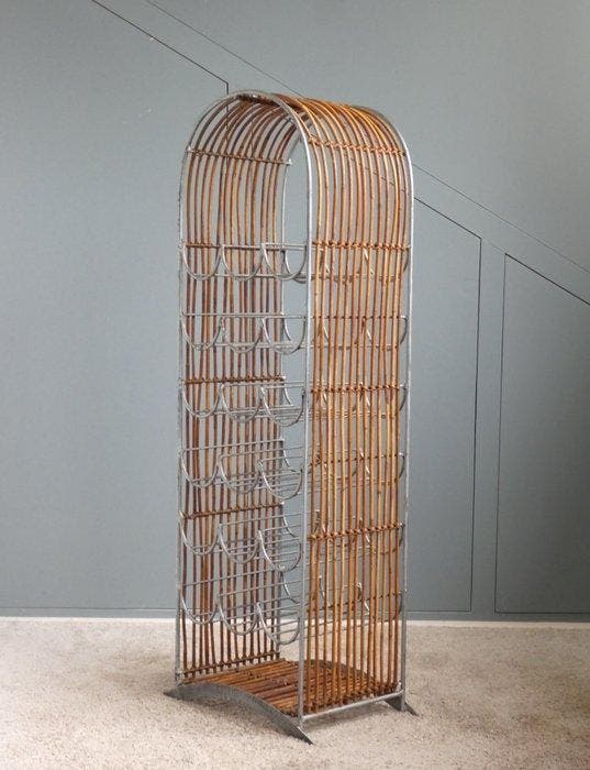Wijnrek - Boogvormig - Metaal, Rotan, Bindriet - Voor 18, Antiek en Kunst, Curiosa en Brocante