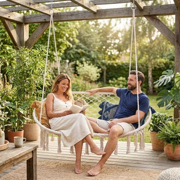 Hangstoel Kailua voor 2 personen 135x129 cm cremewit casa.pr, Verzenden, Nieuw