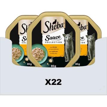 22x Sheba Kattenvoer Nat Sauce Collection Kalkoen in Witt..., Verzenden, Kat