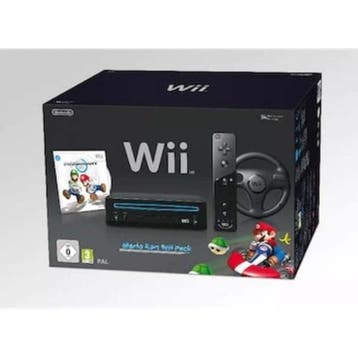 Nintendo Wii Mario Kart Pack Zwart in Doos, Spelcomputers en Games, Ophalen of Verzenden, Zo goed als nieuw