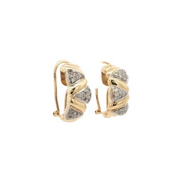 Gouden oorstekers met diamant 18 karaat, Sieraden, Tassen en Uiterlijk, Oorbellen, Verzenden, Zo goed als nieuw, Goud