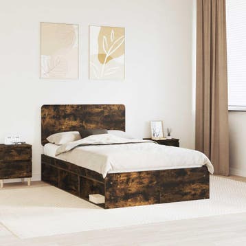vidaXL Bedframe Gerookt eiken 120 x 200 cm Massief, Bruin, Verzenden, Nieuw, Twijfelaar