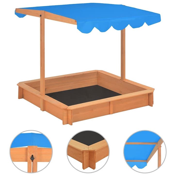 vidaXL Zandbak met verstelbaar dak 115x115x115 cm vurenhout, Kinderen en Baby's, Speelgoed | Buiten | Zandbakken, Nieuw, Verzenden