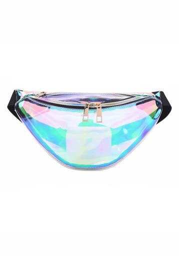 KIMU® Grote Iridescent Heuptas Transparant Holografisch Heup, Sieraden, Tassen en Uiterlijk, Tassen | Damestassen, Ophalen of Verzenden