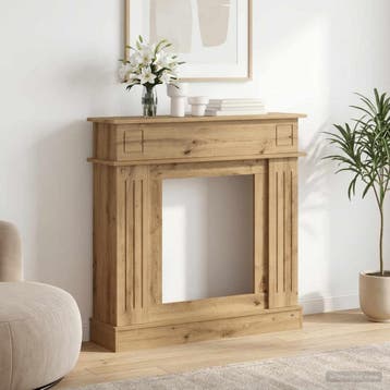 vidaXL Haardomlijsting Artisanaal eiken 102 x 26 x 100 cm, Huis en Inrichting, Haarden, Verzenden, Nieuw