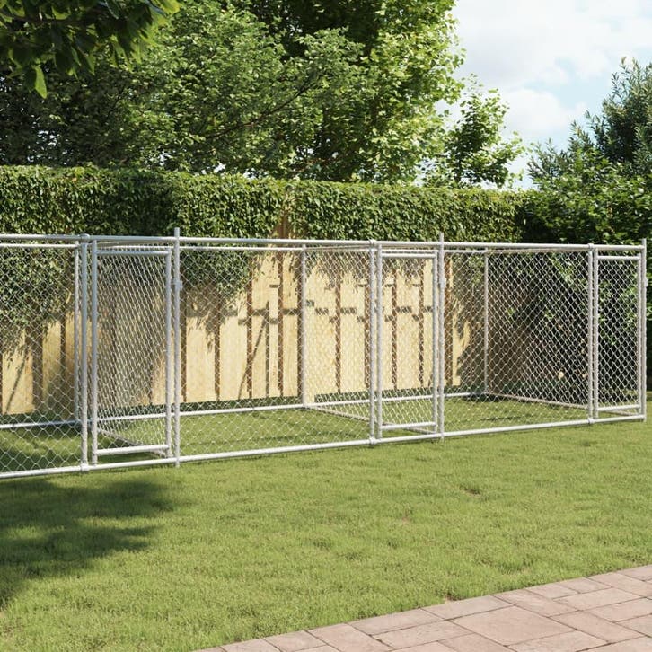 vidaXL Hondenhok met deuren 8x2x1,5 m gegalvaniseerd staal, Dieren en Toebehoren, Honden-accessoires, Nieuw, Verzenden